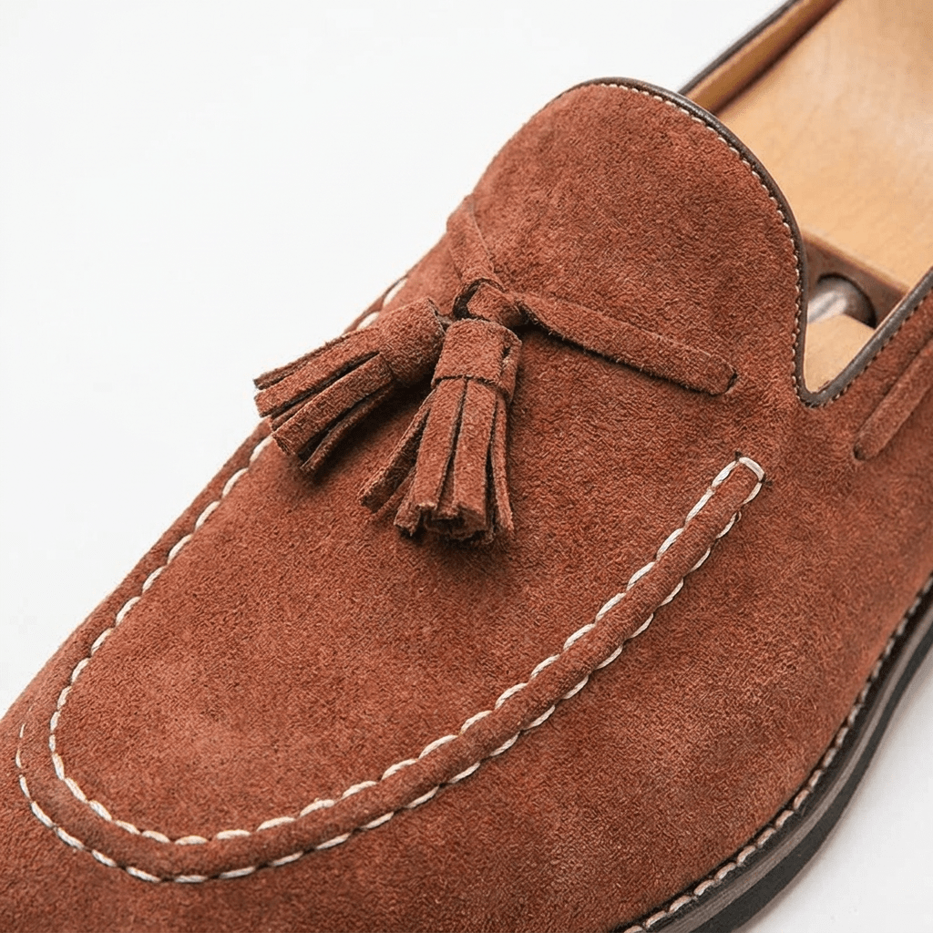 Kenton Suede Tassel Loafers with Hand-Stitched Moc Toe and Rubber Sole for All-Day Comfort - The Southern AtelierSKU_1791063072757_40