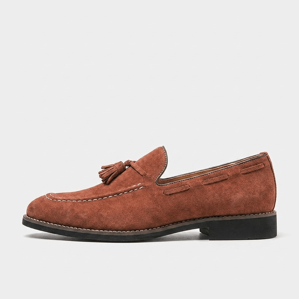 Kenton Suede Tassel Loafers with Hand-Stitched Moc Toe and Rubber Sole for All-Day Comfort - The Southern AtelierSKU_1791063072757_40