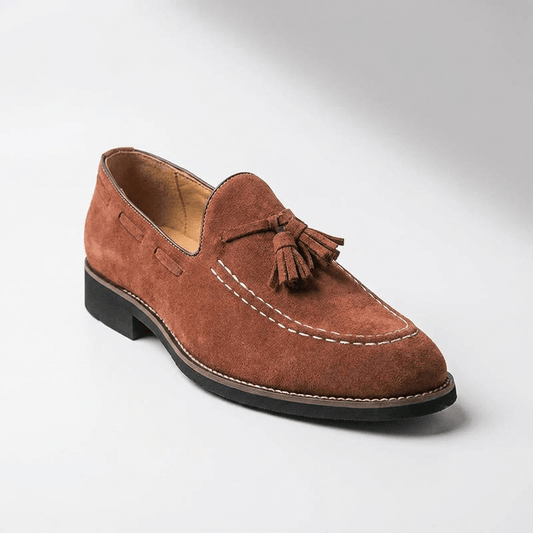 Kenton Suede Tassel Loafers with Hand-Stitched Moc Toe and Rubber Sole for All-Day Comfort - The Southern AtelierSKU_1791063072757_40
