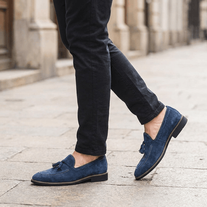 Kenton Suede Tassel Loafers with Hand-Stitched Moc Toe and Rubber Sole for All-Day Comfort - The Southern AtelierSKU_1791063072757_837