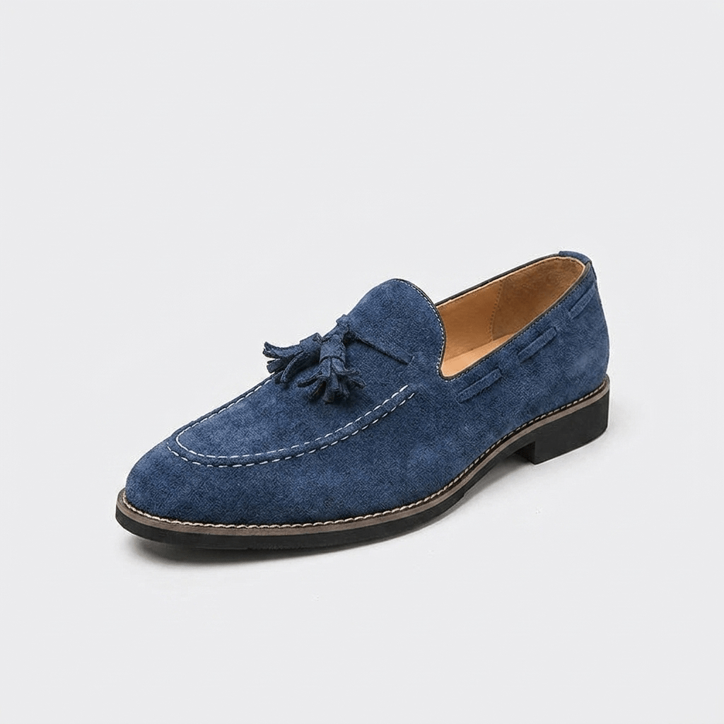 Kenton Suede Tassel Loafers with Hand-Stitched Moc Toe and Rubber Sole for All-Day Comfort - The Southern AtelierSKU_1791063072757_837