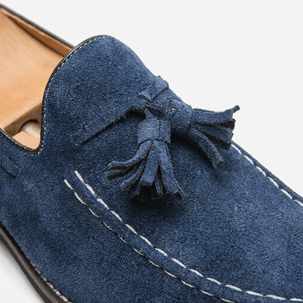 Kenton Suede Tassel Loafers with Hand-Stitched Moc Toe and Rubber Sole for All-Day Comfort - The Southern AtelierSKU_1791063072757_837