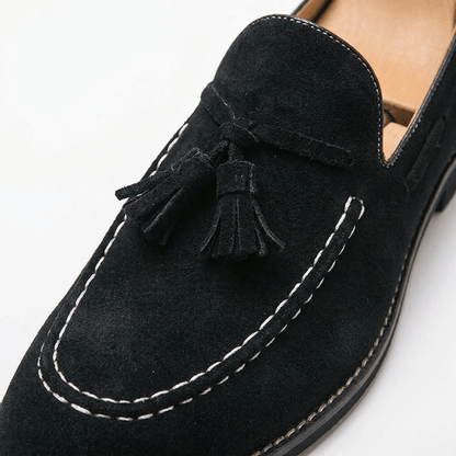 Kenton Suede Tassel Loafers with Hand-Stitched Moc Toe and Rubber Sole for All-Day Comfort - The Southern AtelierSKU_1791063072758_175