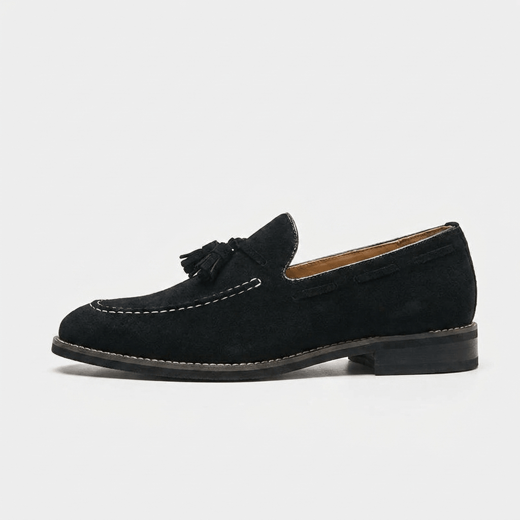 Kenton Suede Tassel Loafers with Hand-Stitched Moc Toe and Rubber Sole for All-Day Comfort - The Southern AtelierSKU_1791063072758_175