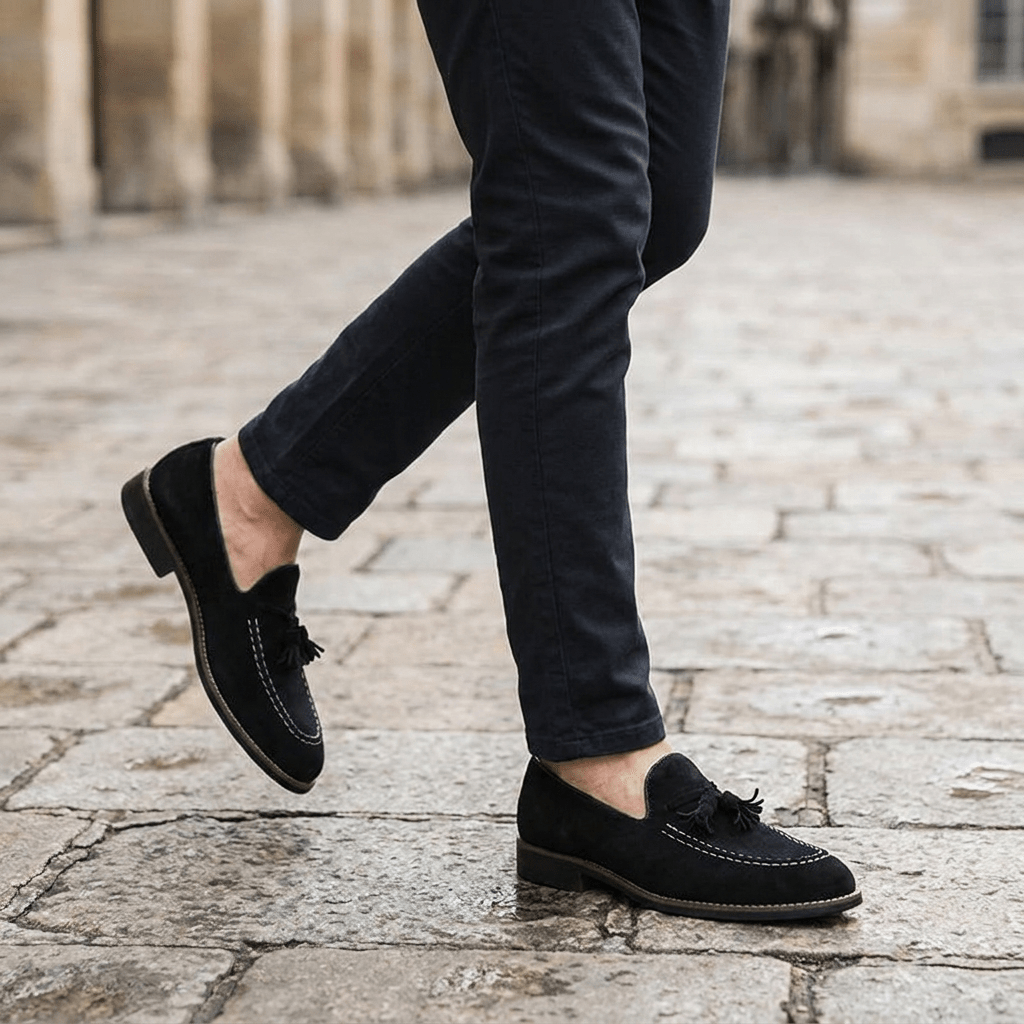 Kenton Suede Tassel Loafers with Hand-Stitched Moc Toe and Rubber Sole for All-Day Comfort - The Southern AtelierSKU_1791063072758_175