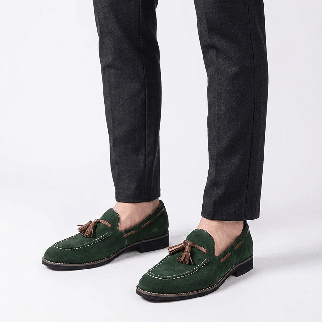 Kenton Suede Tassel Loafers with Hand-Stitched Moc Toe and Rubber Sole for All-Day Comfort - The Southern AtelierSKU_1791063072758_266