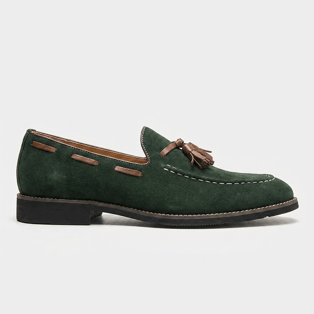 Kenton Suede Tassel Loafers with Hand-Stitched Moc Toe and Rubber Sole for All-Day Comfort - The Southern AtelierSKU_1791063072758_266