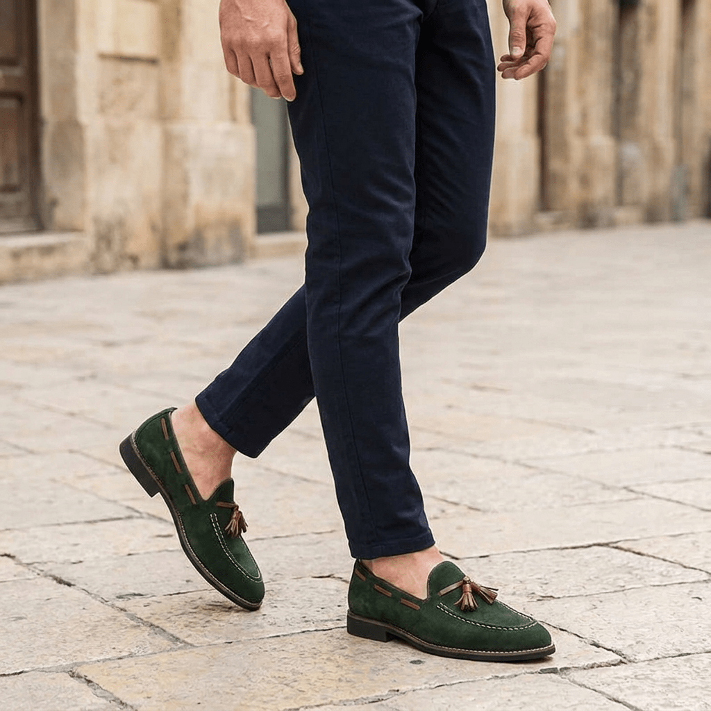 Kenton Suede Tassel Loafers with Hand-Stitched Moc Toe and Rubber Sole for All-Day Comfort - The Southern AtelierSKU_1791063072758_266