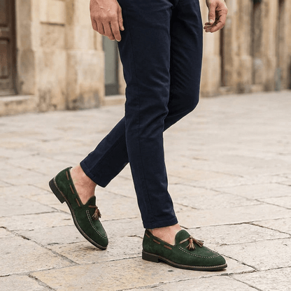 Kenton Suede Tassel Loafers with Hand-Stitched Moc Toe and Rubber Sole for All-Day Comfort - The Southern AtelierSKU_1791063072758_266