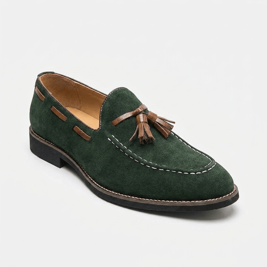 Kenton Suede Tassel Loafers with Hand-Stitched Moc Toe and Rubber Sole for All-Day Comfort - The Southern AtelierSKU_1791063072758_266