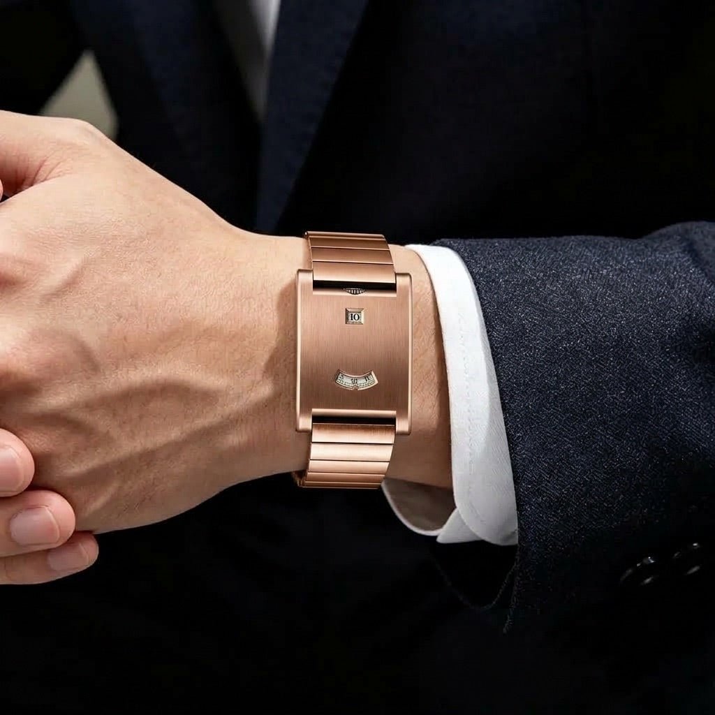 Langford Stainless Steel Quartz Watch with Two-Window Dial and Integrated Bracelet - The Southern AtelierSKU_1791063630791_638
