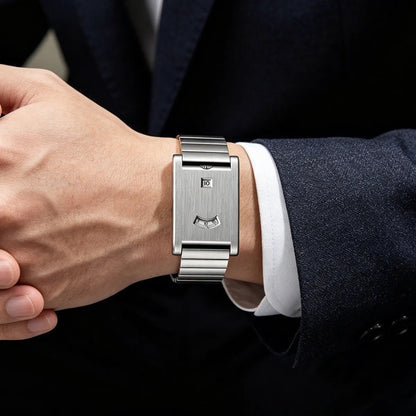 Langford Stainless Steel Quartz Watch with Two-Window Dial and Integrated Bracelet - The Southern AtelierSKU_1791063630791_702