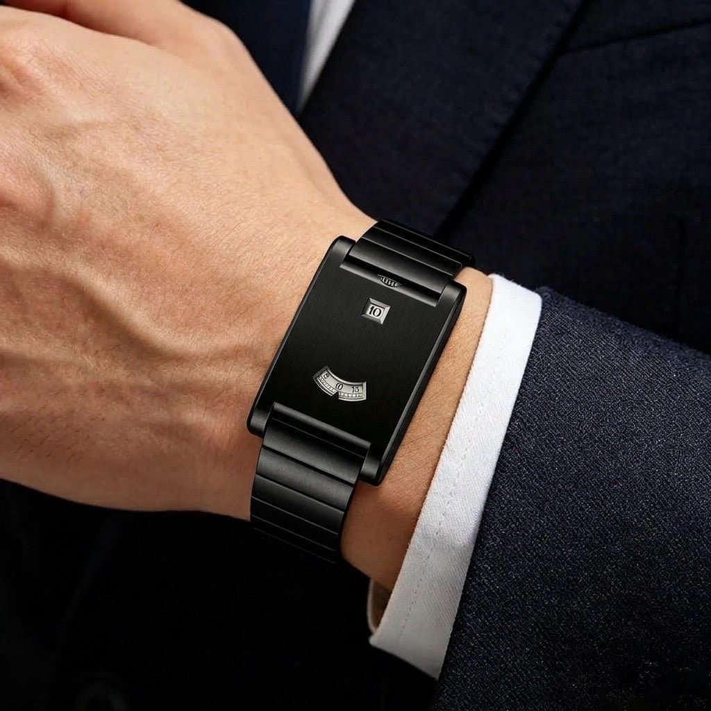 Langford Stainless Steel Quartz Watch with Two-Window Dial and Integrated Bracelet - The Southern AtelierSKU_1791063630791_969