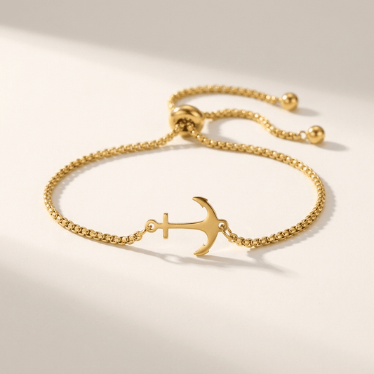 Marin Anchor Bracelet in Stainless Steel with Clasp-Free Sliding Closure for a Snag-Free, Adjustable Fit - The Southern AtelierSKU_1791063731573_378