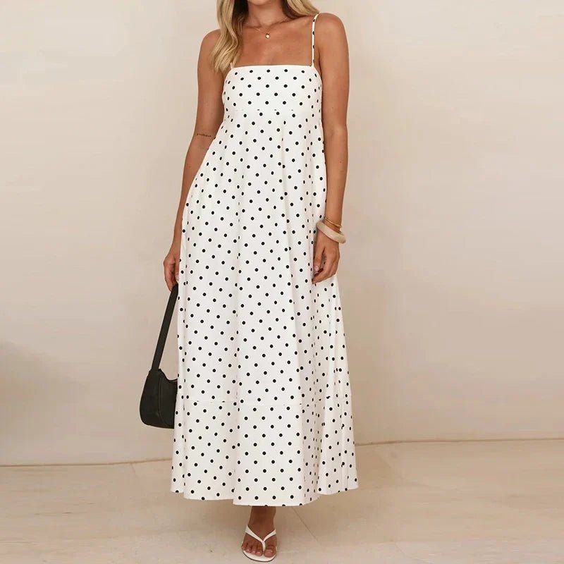 Marin Polka Dot Dress in Lightweight Breathable Fabric with Adjustable Straps for Beach Days and Brunch - The Southern AtelierSKU_1791062446933_237