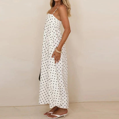 Marin Polka Dot Dress in Lightweight Breathable Fabric with Adjustable Straps for Beach Days and Brunch - The Southern AtelierSKU_1791062446933_237