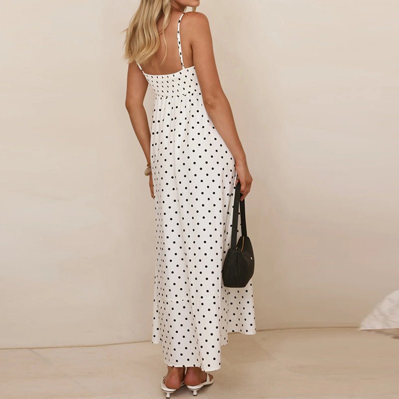 Marin Polka Dot Dress in Lightweight Breathable Fabric with Adjustable Straps for Beach Days and Brunch - The Southern AtelierSKU_1791062446933_237