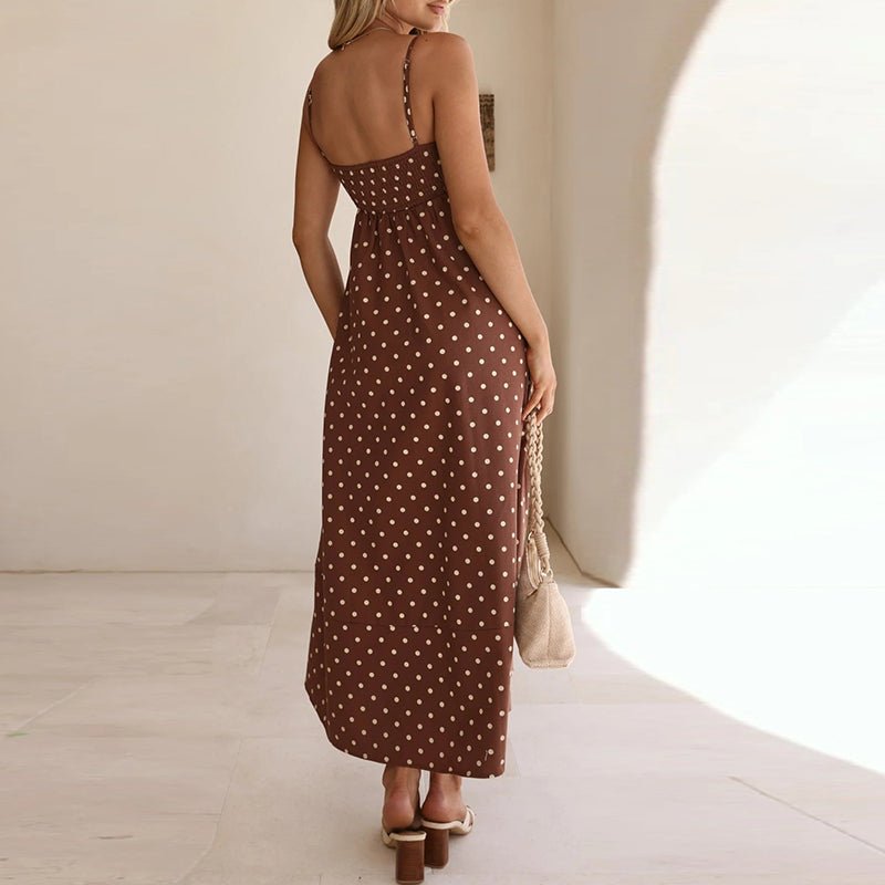 Marin Polka Dot Dress in Lightweight Breathable Fabric with Adjustable Straps for Beach Days and Brunch - The Southern AtelierSKU_1791062446933_395
