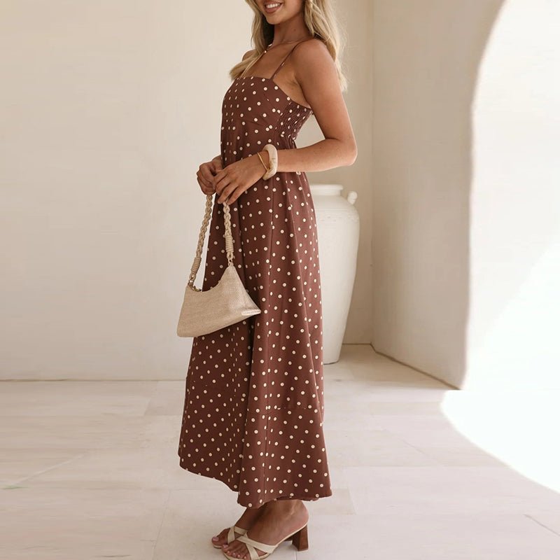 Marin Polka Dot Dress in Lightweight Breathable Fabric with Adjustable Straps for Beach Days and Brunch - The Southern AtelierSKU_1791062446933_395