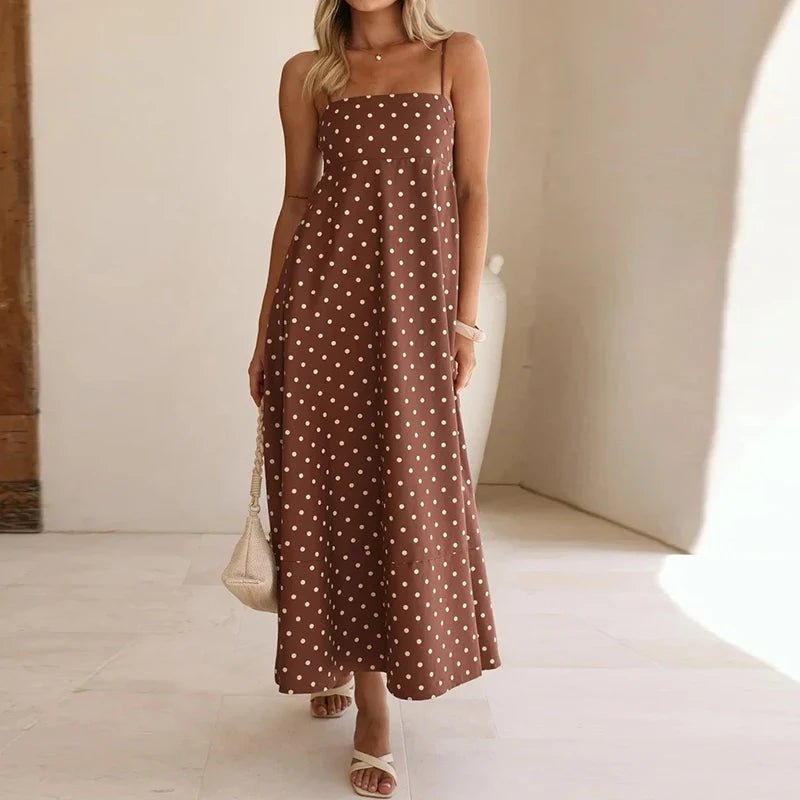 Marin Polka Dot Dress in Lightweight Breathable Fabric with Adjustable Straps for Beach Days and Brunch - The Southern AtelierSKU_1791062446933_395