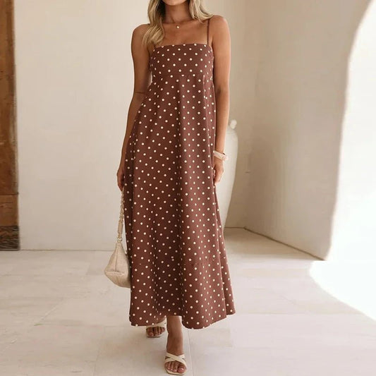Marin Polka Dot Dress in Lightweight Breathable Fabric with Adjustable Straps for Beach Days and Brunch - The Southern AtelierSKU_1791062446933_395