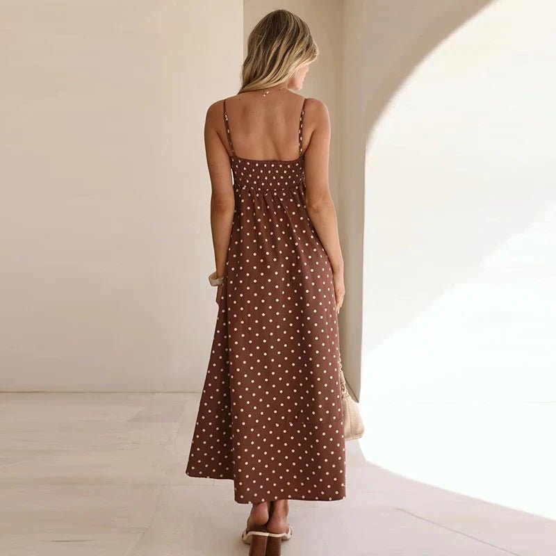 Marin Polka Dot Dress in Lightweight Breathable Fabric with Adjustable Straps for Beach Days and Brunch - The Southern AtelierSKU_1791062446933_395