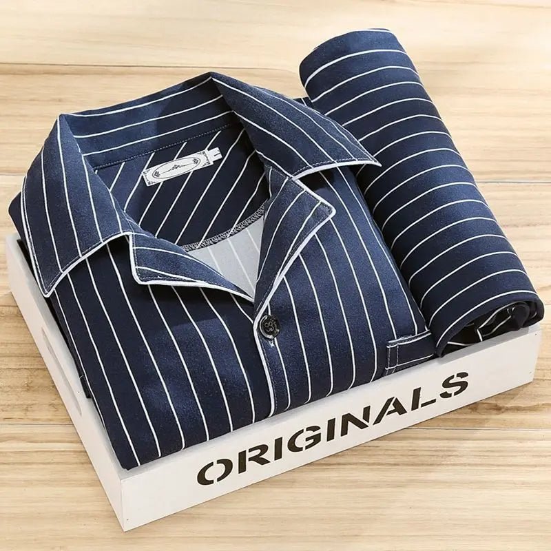 Men's Striped Long-Sleeve Pyjama Set for Sleep and Lounge - The Southern AtelierSKU_1786565939049_725