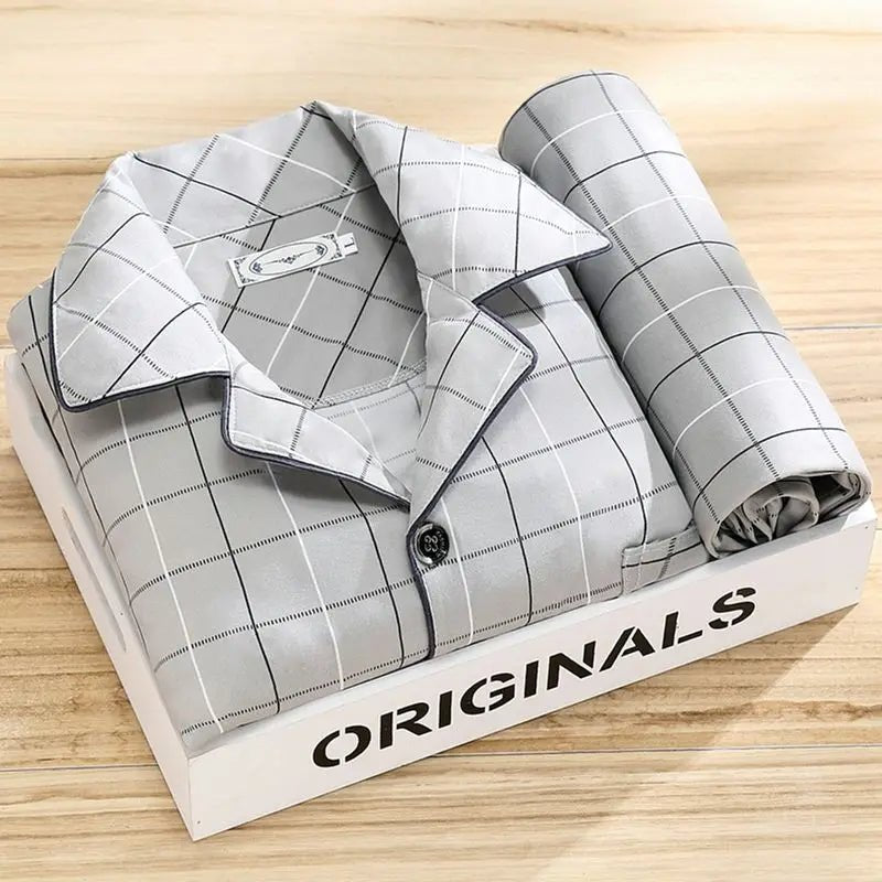 Men's Striped Long-Sleeve Pyjama Set for Sleep and Lounge - The Southern AtelierSKU_1786565939049_855