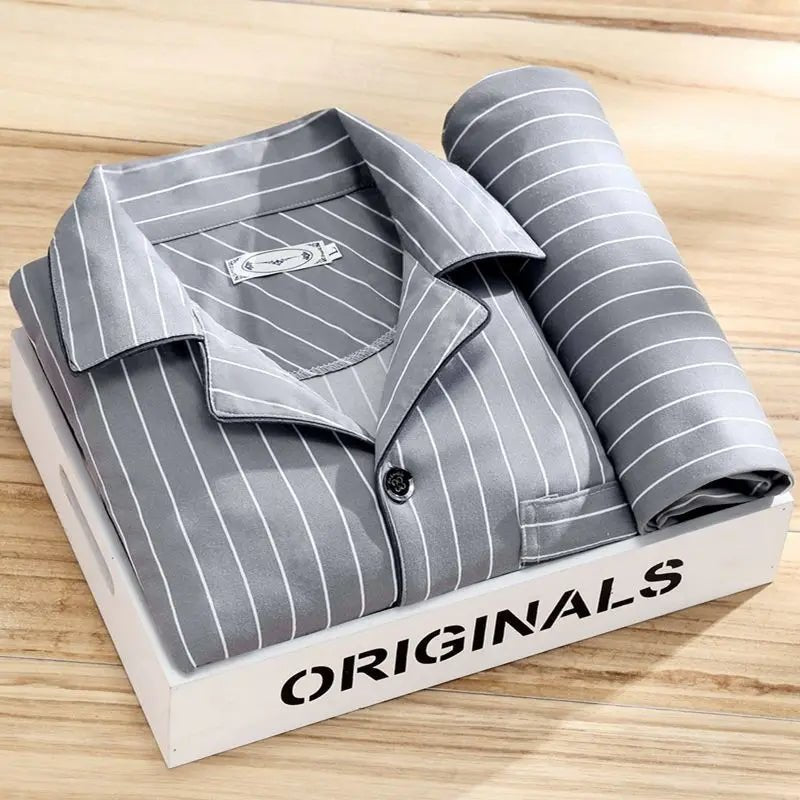Men's Striped Long-Sleeve Pyjama Set for Sleep and Lounge - The Southern AtelierSKU_1786565939049_915
