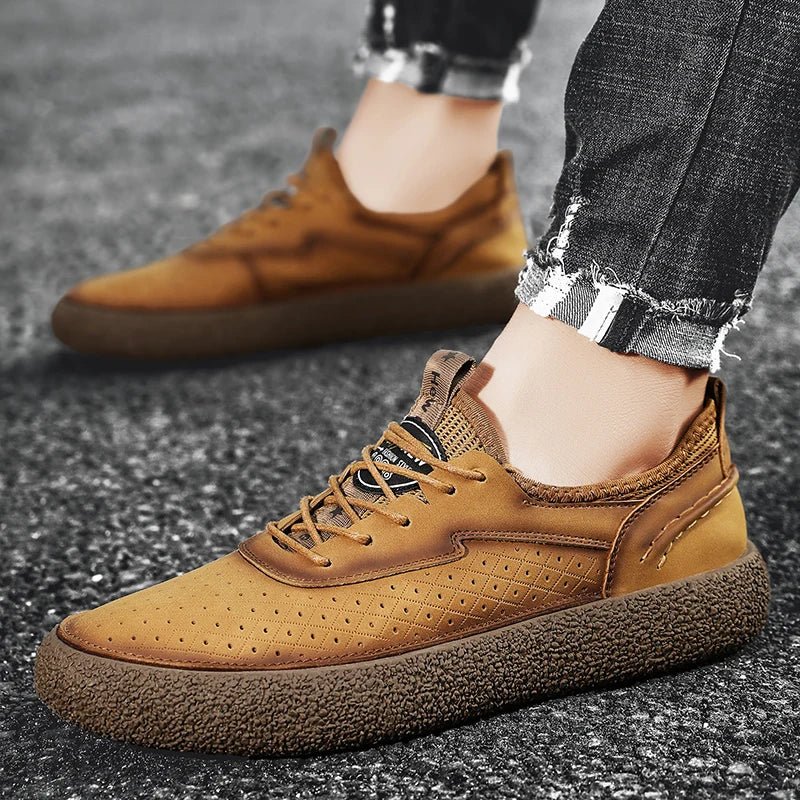 Mercer Leather Sneakers with Perforated Panels and Non-Slip Sole for Breathable All-Day Comfort - The Southern AtelierSKU_1791063919633_822