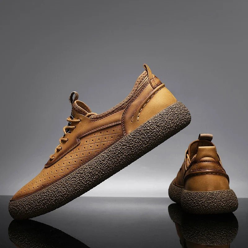 Mercer Leather Sneakers with Perforated Panels and Non-Slip Sole for Breathable All-Day Comfort - The Southern AtelierSKU_1791063919633_822
