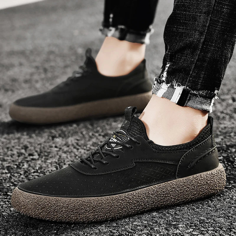 Mercer Leather Sneakers with Perforated Panels and Non-Slip Sole for Breathable All-Day Comfort - The Southern AtelierSKU_1791063919634_674