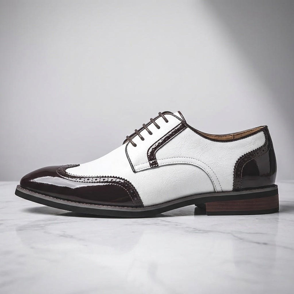 Merritt Men's Two-Tone Genuine Leather Dress Shoes with Cushioned Insole - The Southern AtelierSKU_1791063864755_223