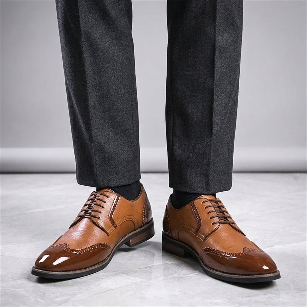Merritt Men's Two-Tone Genuine Leather Dress Shoes with Cushioned Insole - The Southern AtelierSKU_1791063864755_718