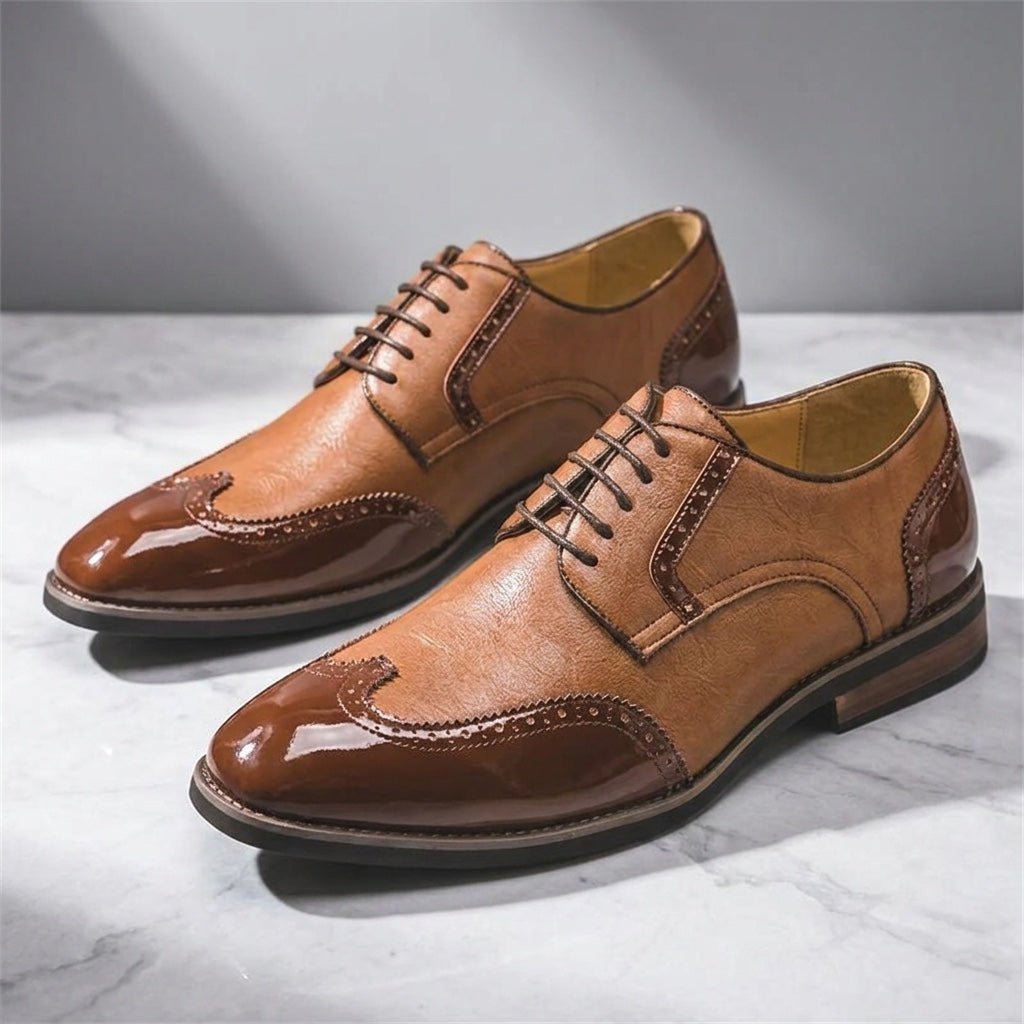 Merritt Men's Two-Tone Genuine Leather Dress Shoes with Cushioned Insole - The Southern AtelierSKU_1791063864755_718