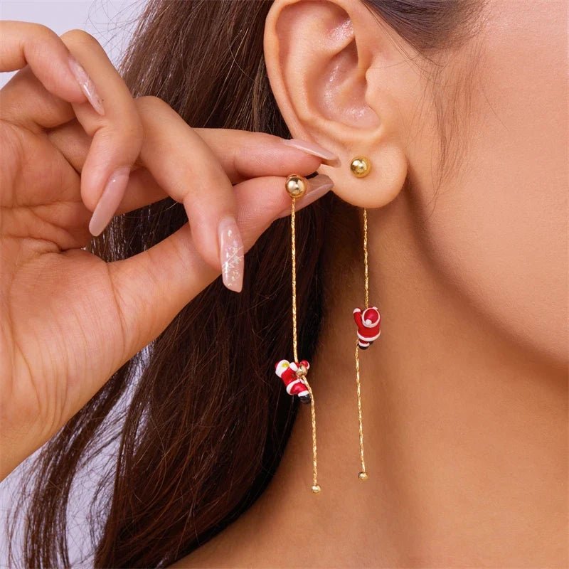Noelle 3-Inch Drop Earrings in Non-Tarnish Metal with Secure Stud Backing for Christmas Parties - The Southern AtelierSKU_1791063826135_150