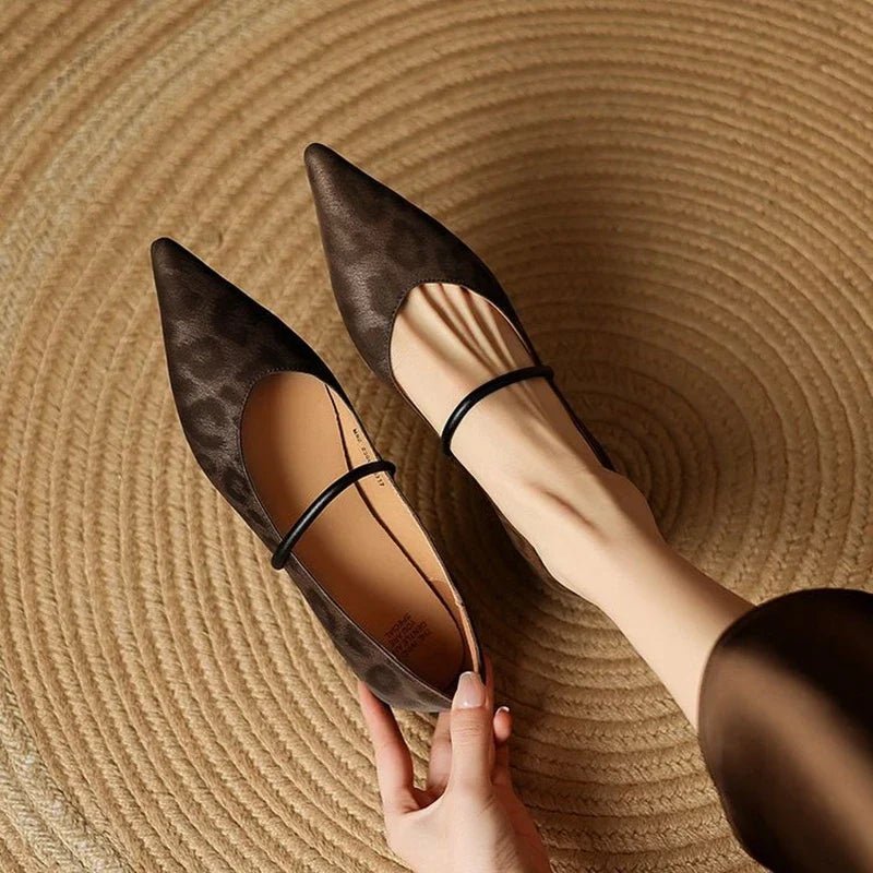 Rhea Pointed-Toe Leather Flats with Cushioned Footbed and Non-Slip Sole in Subtle Leopard Print - The Southern AtelierSKU_1791063422761_289