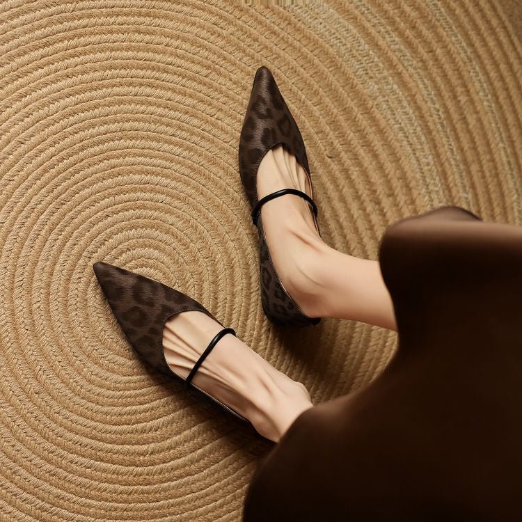 Rhea Pointed-Toe Leather Flats with Cushioned Footbed and Non-Slip Sole in Subtle Leopard Print - The Southern AtelierSKU_1791063422761_289