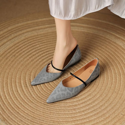 Rhea Pointed-Toe Leather Flats with Cushioned Footbed and Non-Slip Sole in Subtle Leopard Print - The Southern AtelierSKU_1791063422761_764