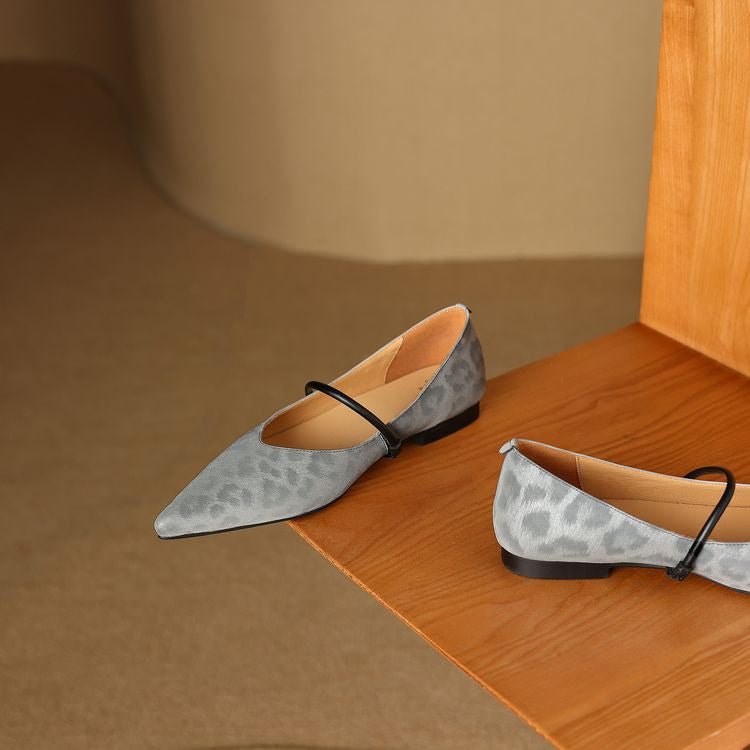 Rhea Pointed-Toe Leather Flats with Cushioned Footbed and Non-Slip Sole in Subtle Leopard Print - The Southern AtelierSKU_1791063422761_764