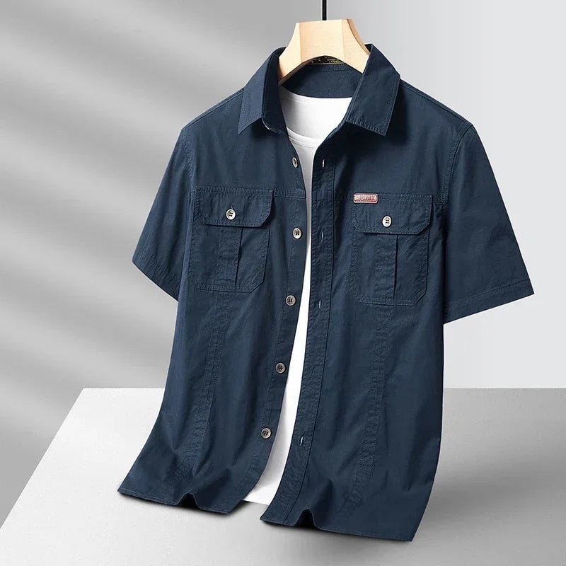 Ridgeway Short Sleeve Field Shirt in Lightweight 100% Cotton with Dual Chest Pockets for Warm-Weather Outdoor Wear - The Southern AtelierSKU_1791064670623_18
