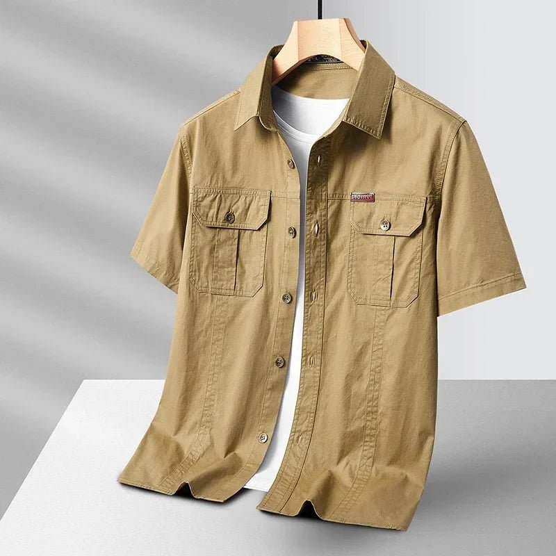 Ridgeway Short Sleeve Field Shirt in Lightweight 100% Cotton with Dual Chest Pockets for Warm-Weather Outdoor Wear - The Southern AtelierSKU_1791064670623_487