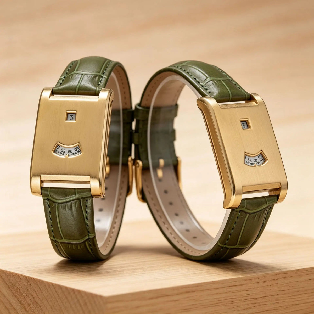 Riverton Square Watch with Separate Hour and Minute Windows, Adjustable Leather Band, Quartz Movement - The Southern AtelierSKU_1791063618286_432