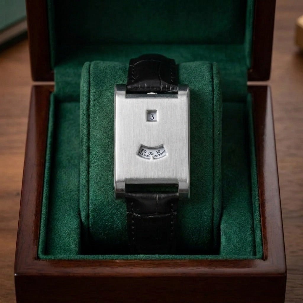 Riverton Square Watch with Separate Hour and Minute Windows, Adjustable Leather Band, Quartz Movement - The Southern AtelierSKU_1791063618286_97