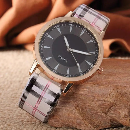 Rowan 40mm Quartz Watch with Plaid Leather Strap for Everyday Wear - The Southern AtelierSKU_1791062817877_5