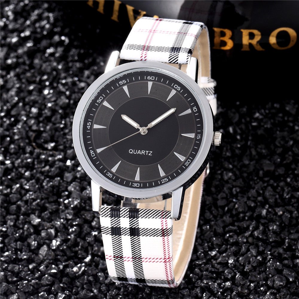 Rowan 40mm Quartz Watch with Plaid Leather Strap for Everyday Wear - The Southern AtelierSKU_1791062817877_529