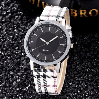 Rowan 40mm Quartz Watch with Plaid Leather Strap for Everyday Wear - The Southern AtelierSKU_1791062817877_529