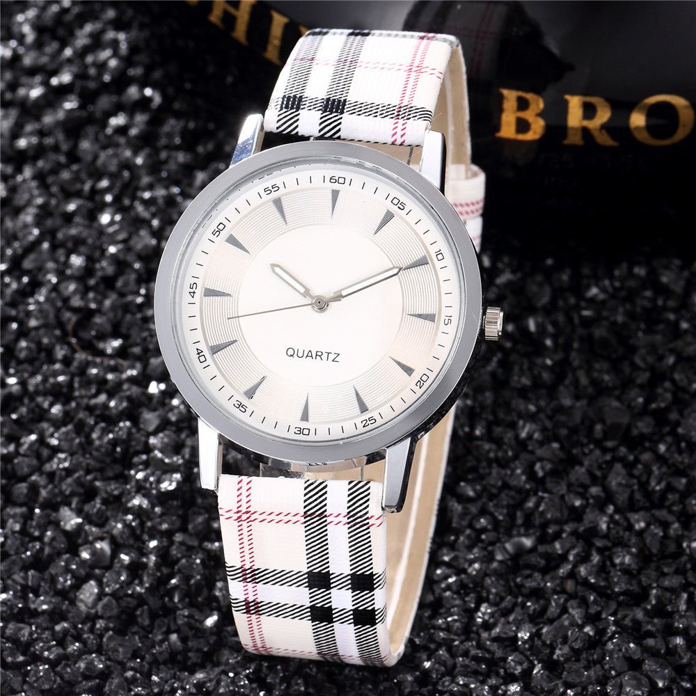 Rowan 40mm Quartz Watch with Plaid Leather Strap for Everyday Wear - The Southern AtelierSKU_1791062817877_631