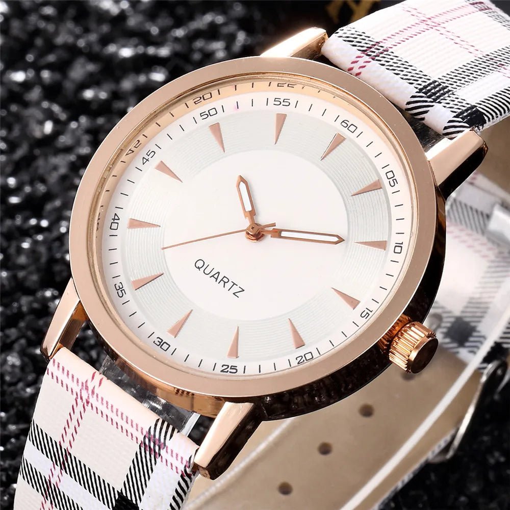Rowan 40mm Quartz Watch with Plaid Leather Strap for Everyday Wear - The Southern AtelierSKU_1791062817877_884
