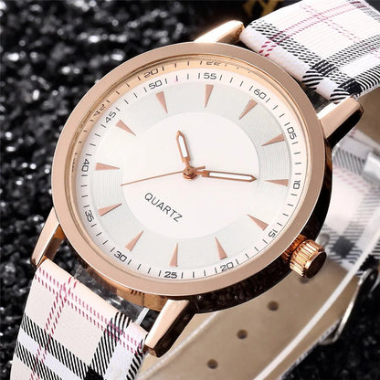 Rowan 40mm Quartz Watch with Plaid Leather Strap for Everyday Wear - The Southern AtelierSKU_1791062817877_884